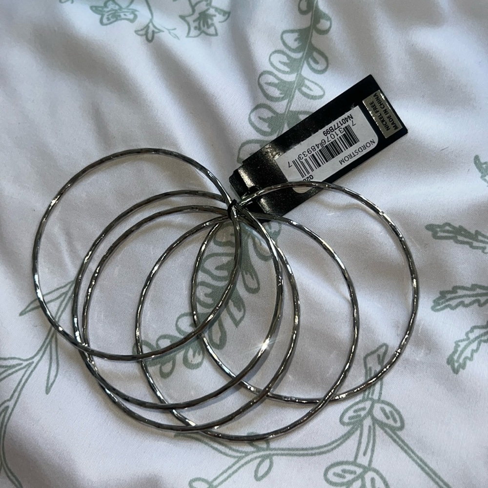 Nordstrom sterling silver hammered bangle set